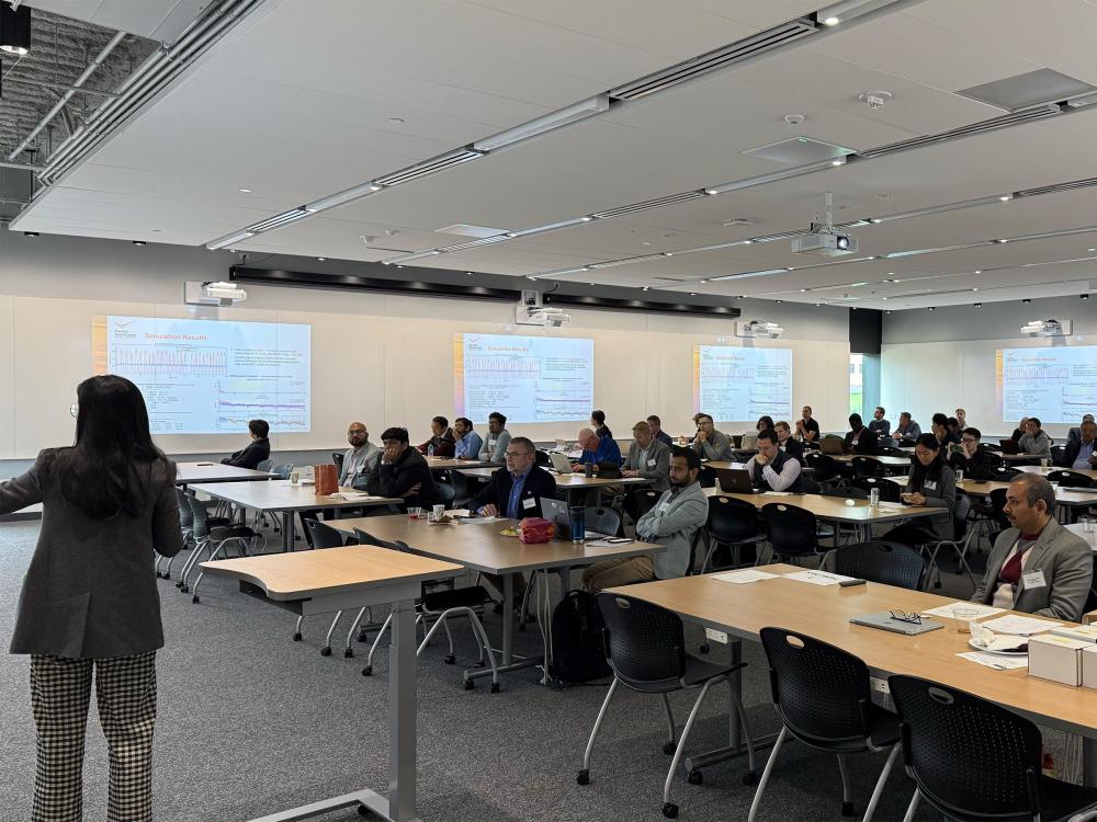 A presenter addresses workshop attendees