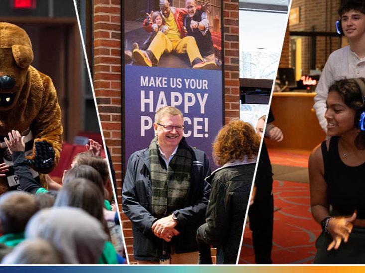 A collage of images show patrons of all images smiling and interacting with others.