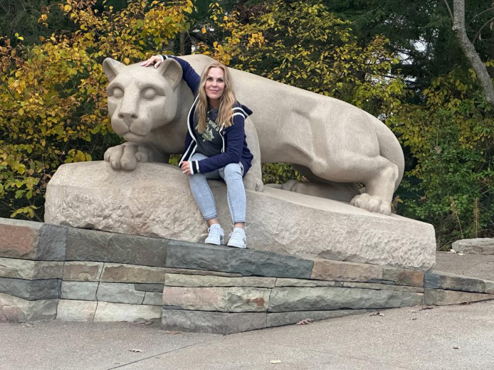 Haley Friary-Schenk posing at Lion Shrine