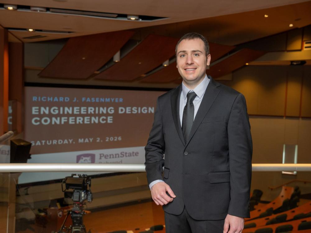 A portrait of Wes Salandro, the keynote speaker at Penn State Behrend's Fasenmyer Engineering Design Conference