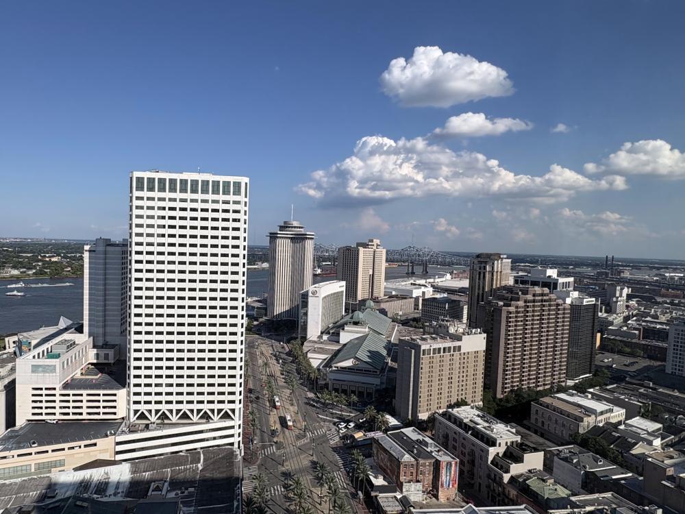 A view of the New Orleans skyline and Mississippi River