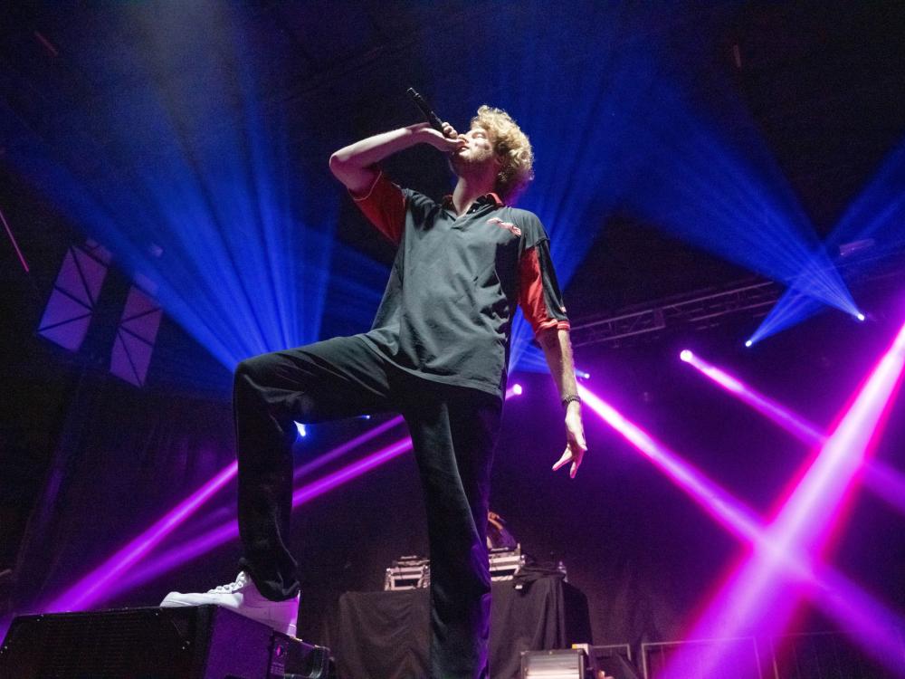 The rapper Yung Gravy performs at Penn State Behrend in 2022.