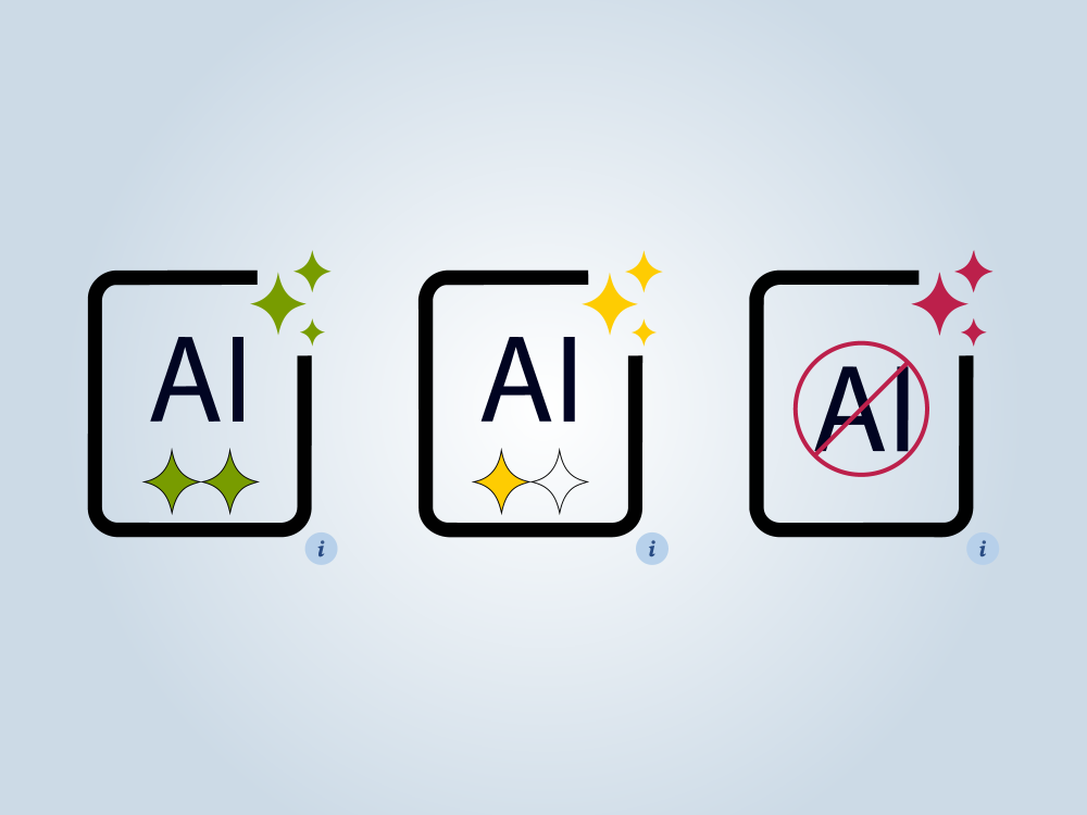 Three AI icons on a light blue background.
