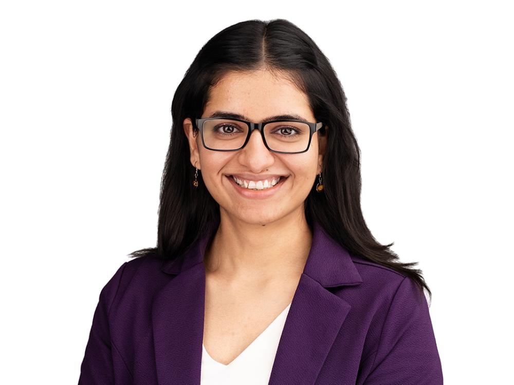 Portrait of a grad student on a white background