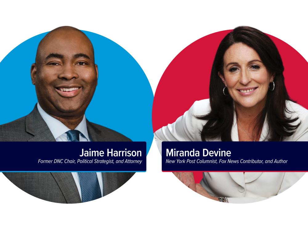 Speakers at Open for Debate - Jamie Harrison and Miranda Devine
