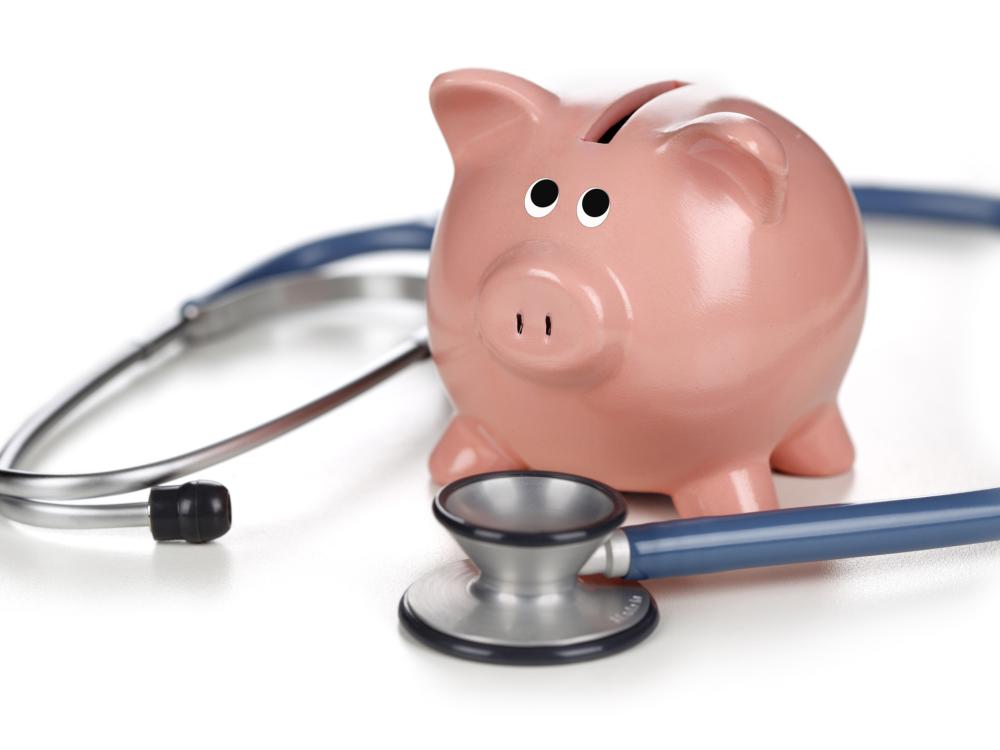 Design concept for medical expense with stethoscope and bank