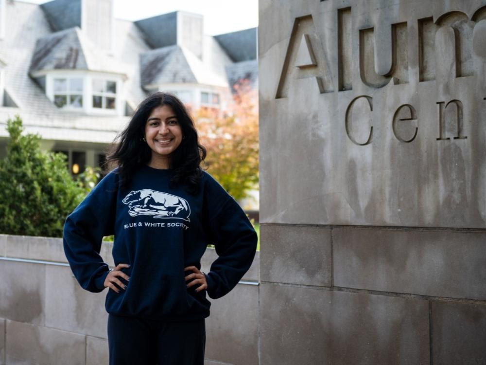 A student poses for the camera