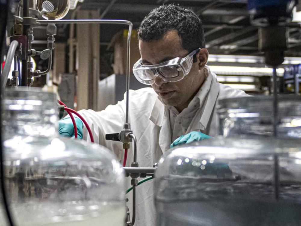 a research works in the lab 