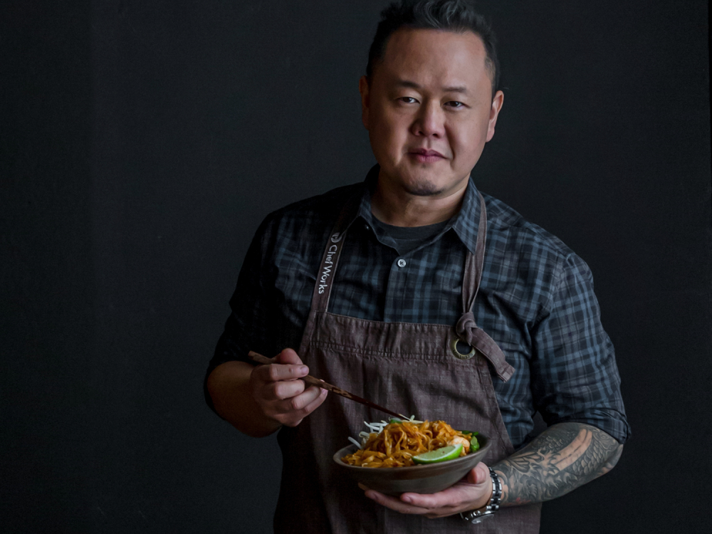 Celebrity chef Jet Tila poses with a bowl of food