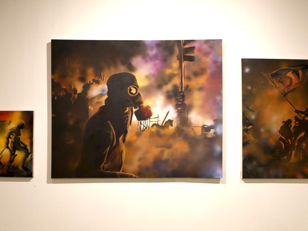 Taylor Bielecki's paintings are currently on view in the Edwin W. Zoller Gallery "Inaugural Scholarship Recipient Exhibition."