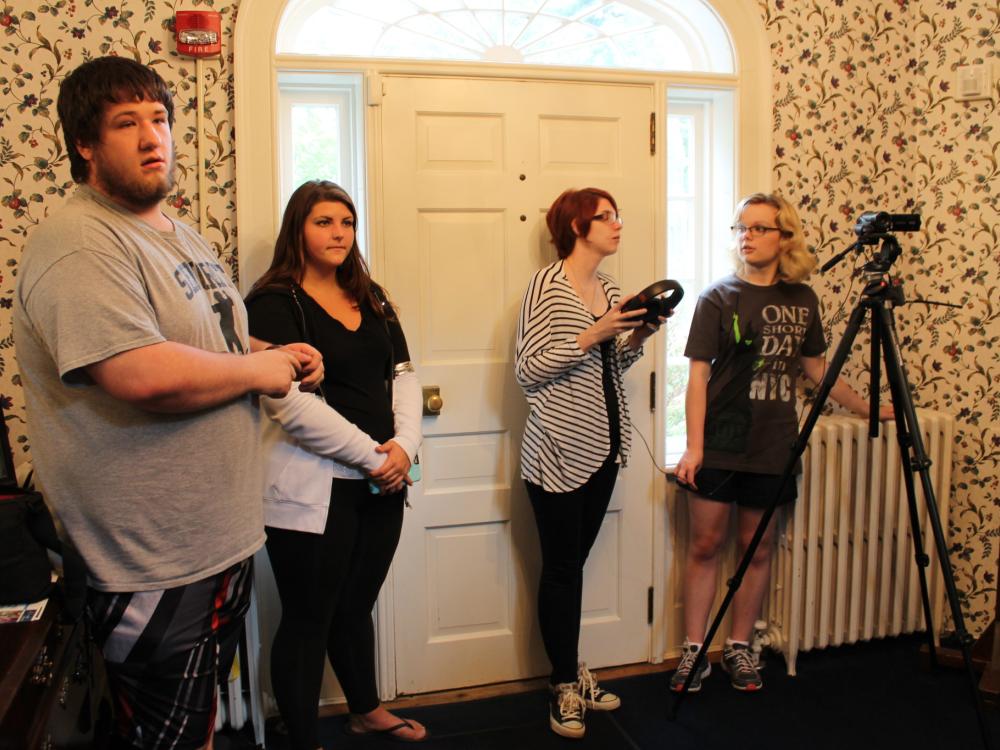 students work with video and audio equipment