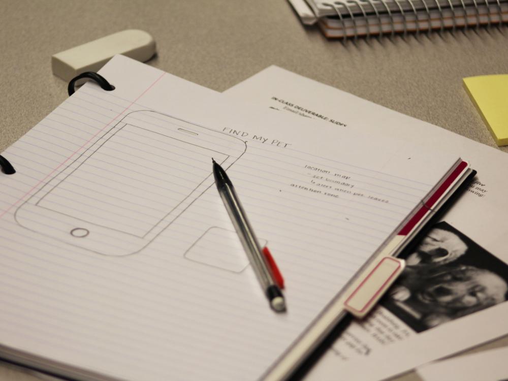 beginnings of a drawing of a phone application 