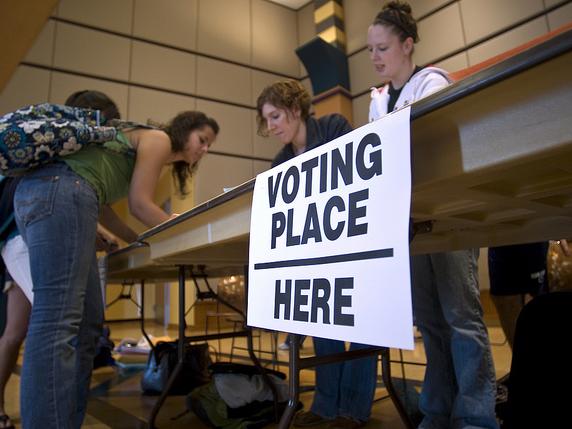 Students Checking in at polling place