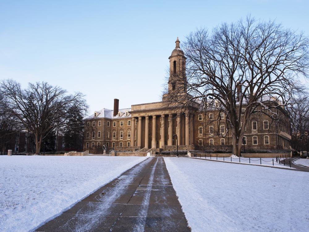 Old Main on a snowy day