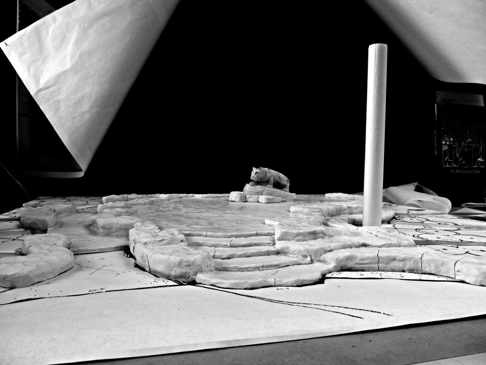 A model of the design for the enhancements to the Nittany Lion Shrine.