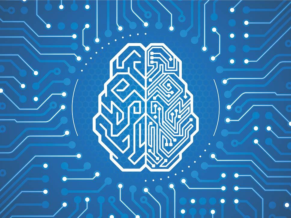 brain image surrounded by circuit diagram