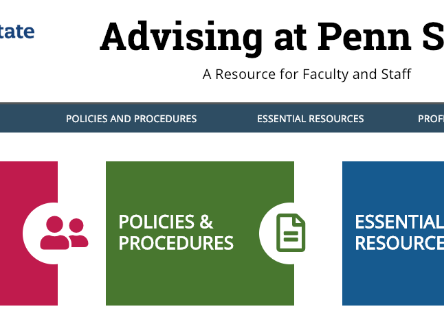 Screenshot of the Advising at Penn State homepage