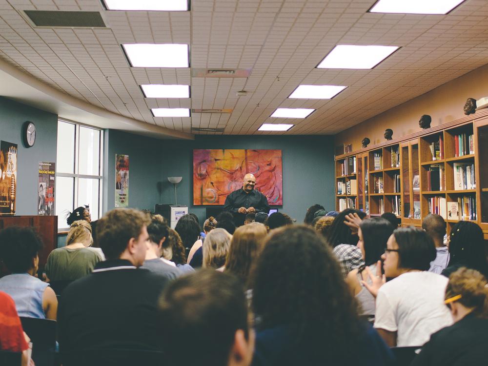 PRCC Library with event attendees