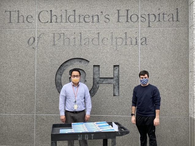 Brendan Bernicker delivers masks to the Children's Hospital of Philadelphia