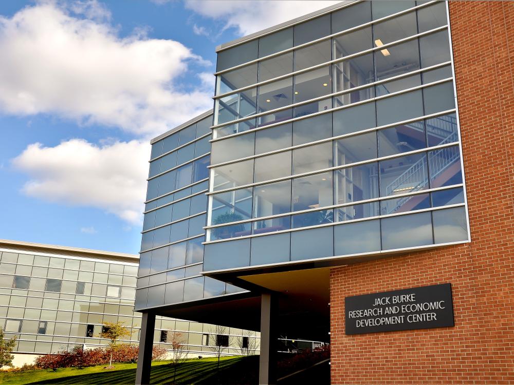 The entrance to Penn State Behrend's Burke Center