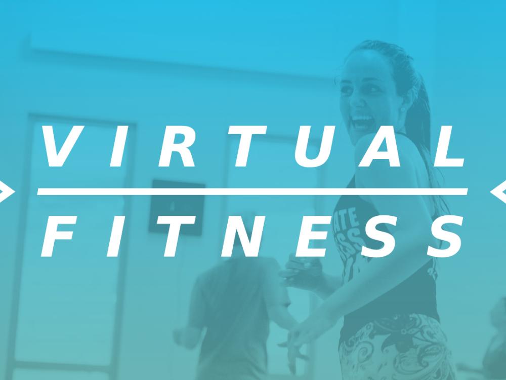 Virtual Fitness graphic with faded image as background