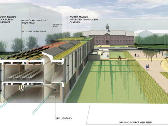 Artist's rendering of the Center for Building Energy Education and Innovation