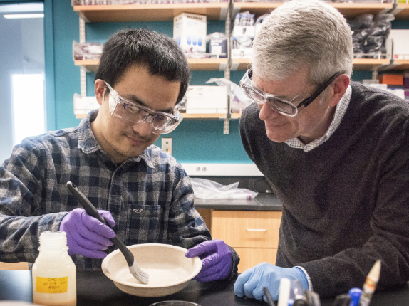 Postdoc Kai Chi and Jeff Catchmark 