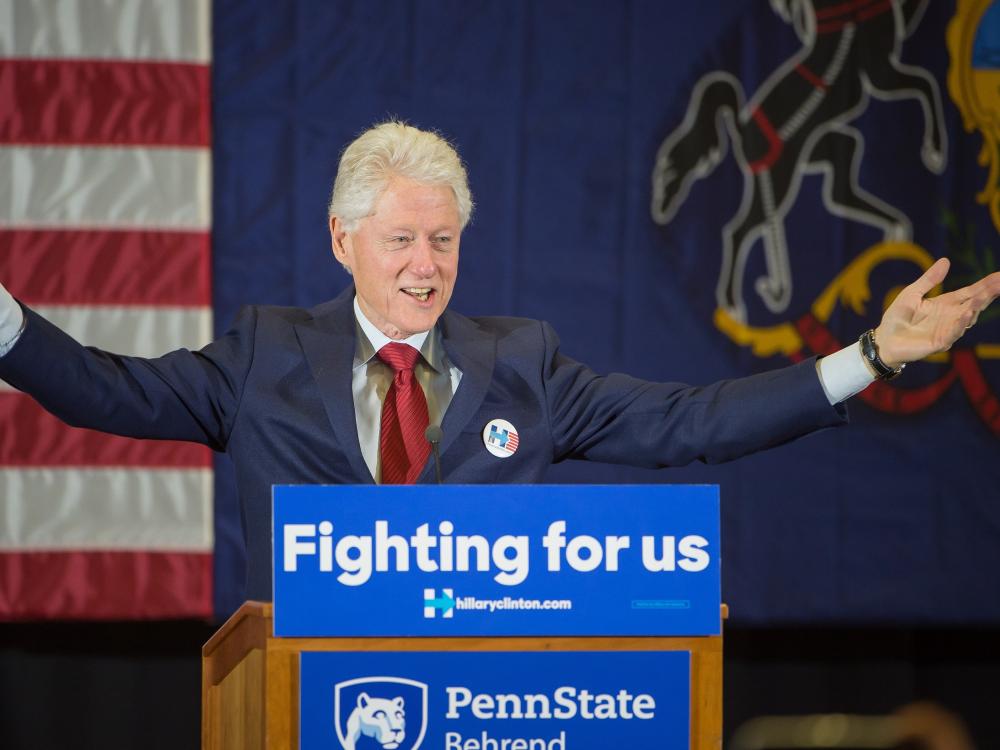Former president Bill Clinton spoke in front of more 1,200 people at Penn State Behrend's Erie Hall on Friday, April 8.