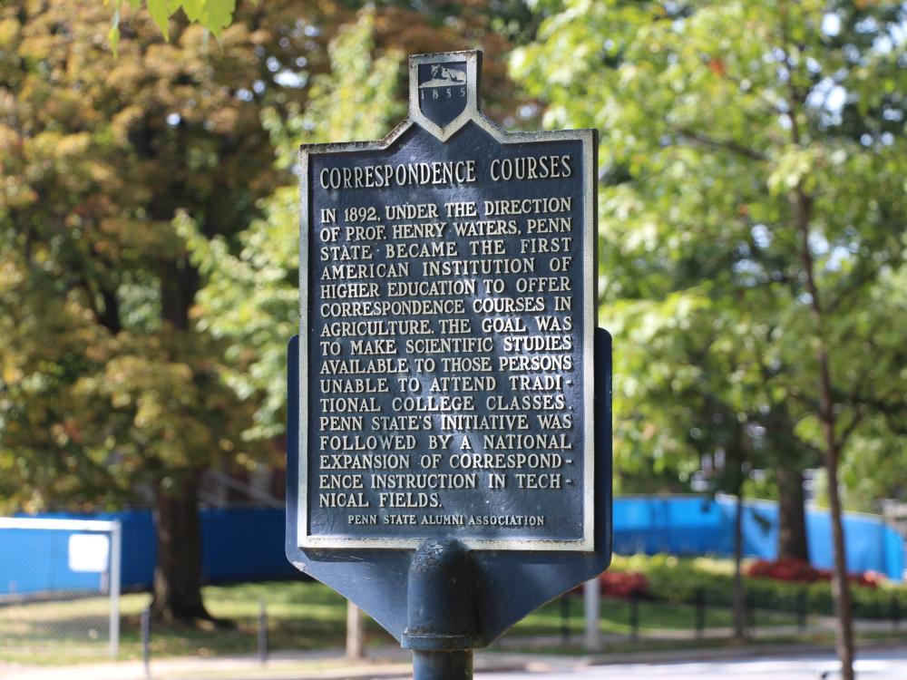 Correspondence Courses Penn State Historical Marker