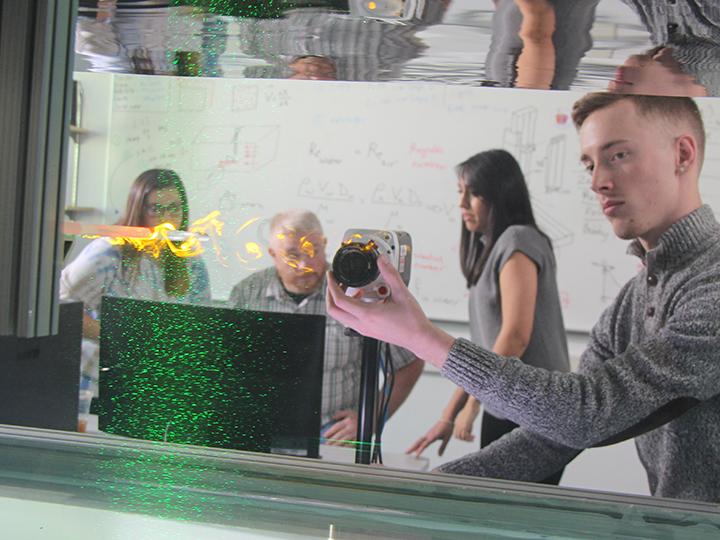 A student works in the Fluid Dynamics Lab at Penn State Berks.