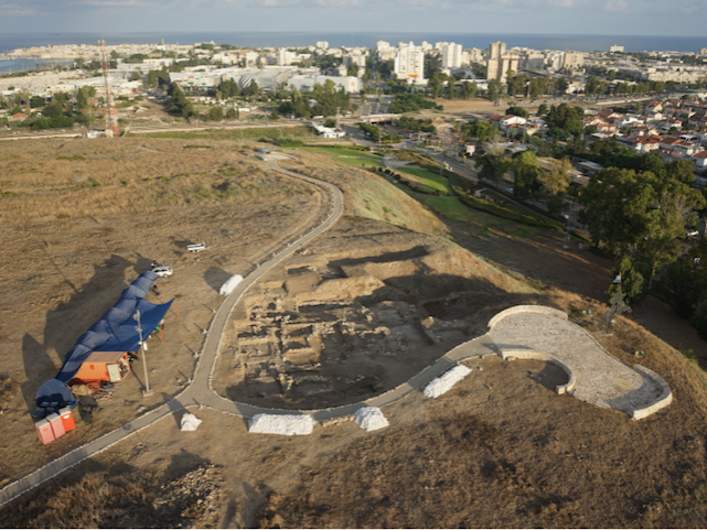 aerial view of Tel Akko dig site