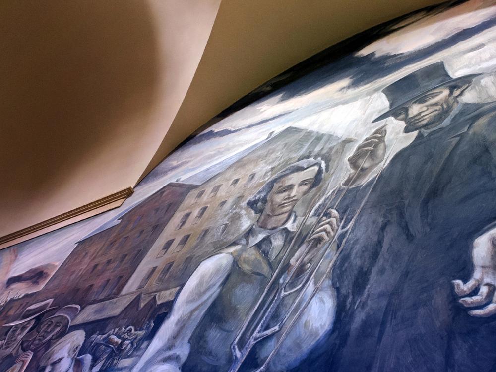 Land Grant Frescoes Lincoln Panel closeup