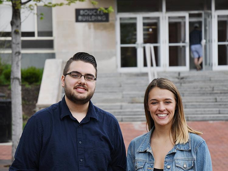 Rosemary Nicholson and Zach Ricci stand in front of Boucke