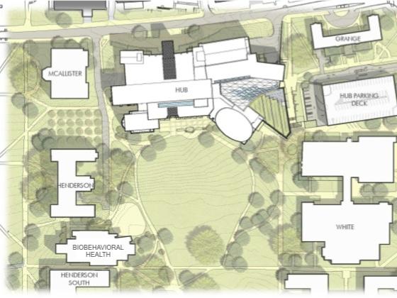 HUB-Robeson Center - aerial view of changes