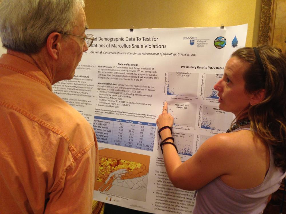 Penn State research assistant Colleen Unroe presents her research at the 2015 Shale Network conference 