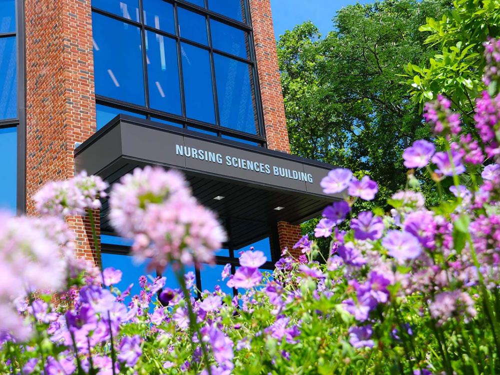 Flowers with medicinal property in front of the Nursing Building