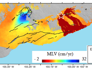 ​InSAR image showing ground deformation at Kilauea