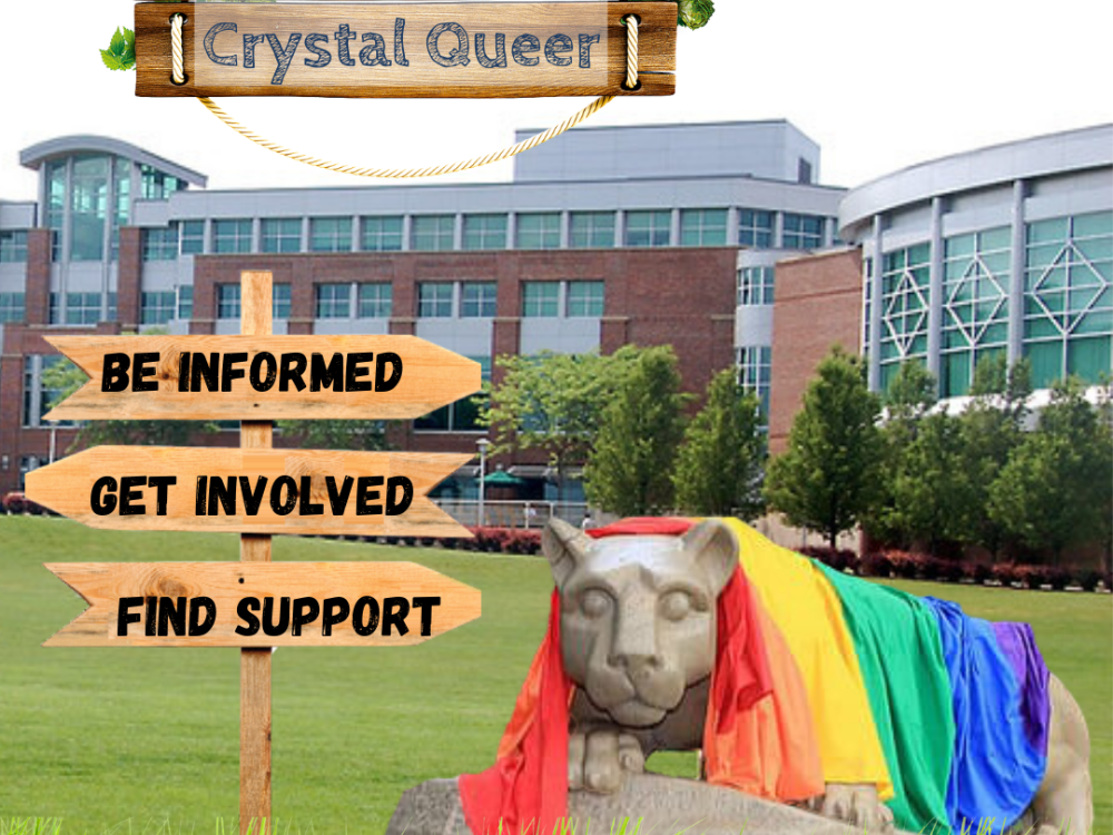 HUB, Lion Shrine with Rainbow Flag, Camp Crystal Queer sign