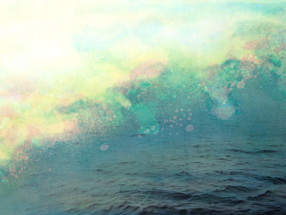 JOSEPH SMOLINSKI Open Water 1, 2016. Ink, acrylic, and graphite on paper, 25 x 38 in.