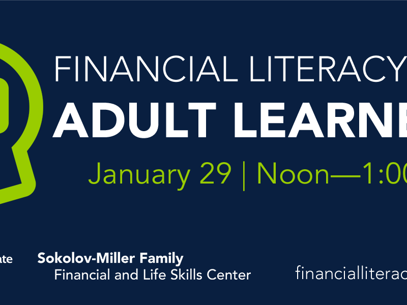 Financial literacy for adult learners text graphic