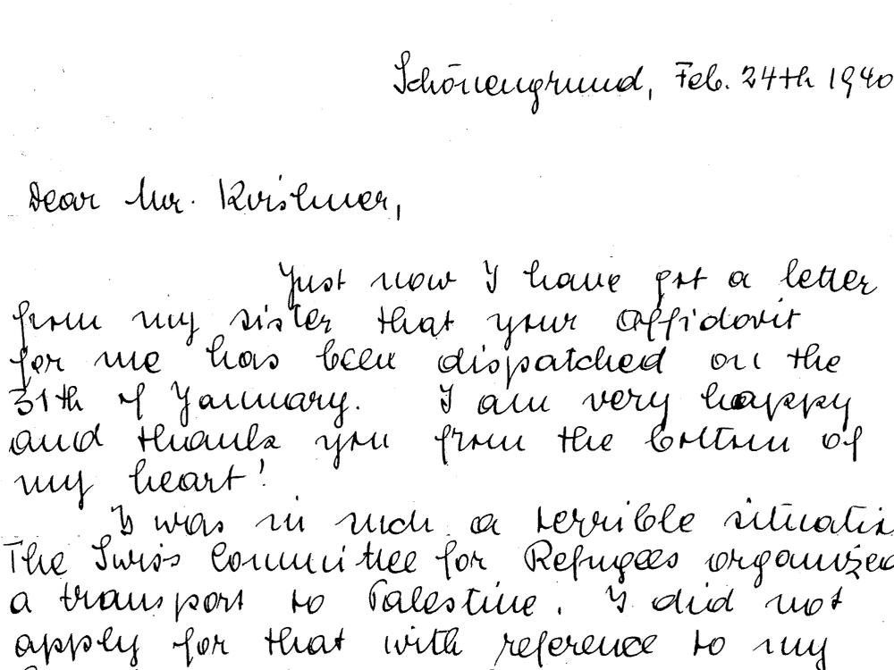 partial image scan of handwritten letter dated February 24 1940