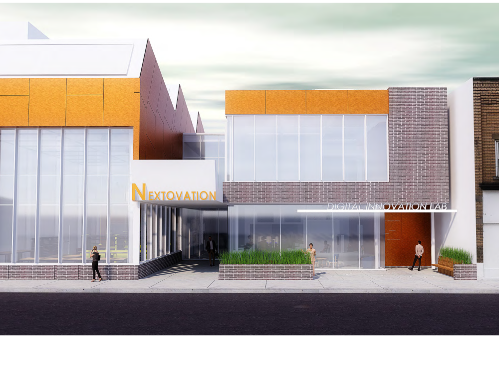 Rendering of digital lab building exterior