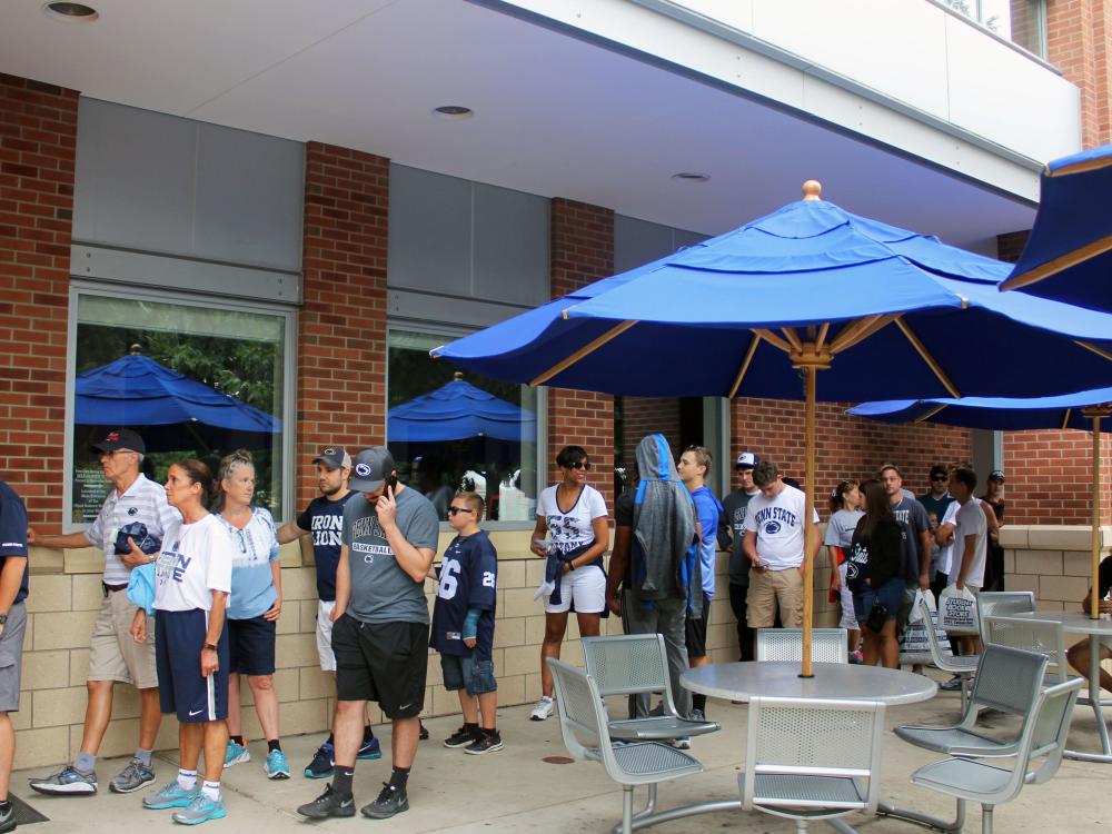 Line outside of Berkey Creamery 