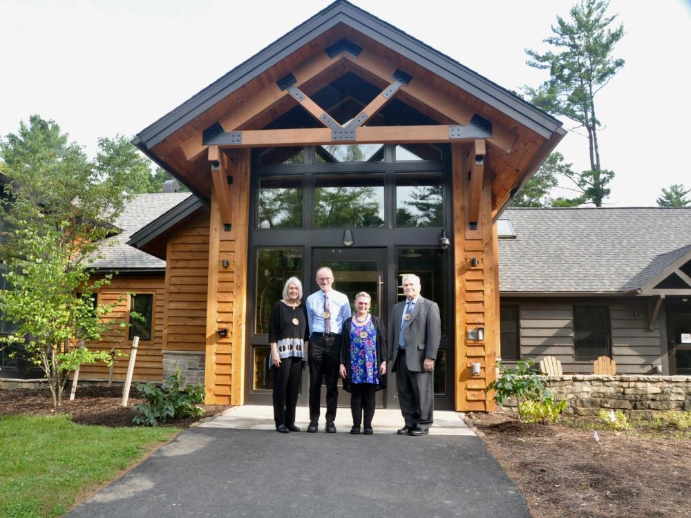 Mary Ellen and Tom Litzinger, Penn State President Eric Barron and his wife, Molly, at Shaver's Creek Environmental Center