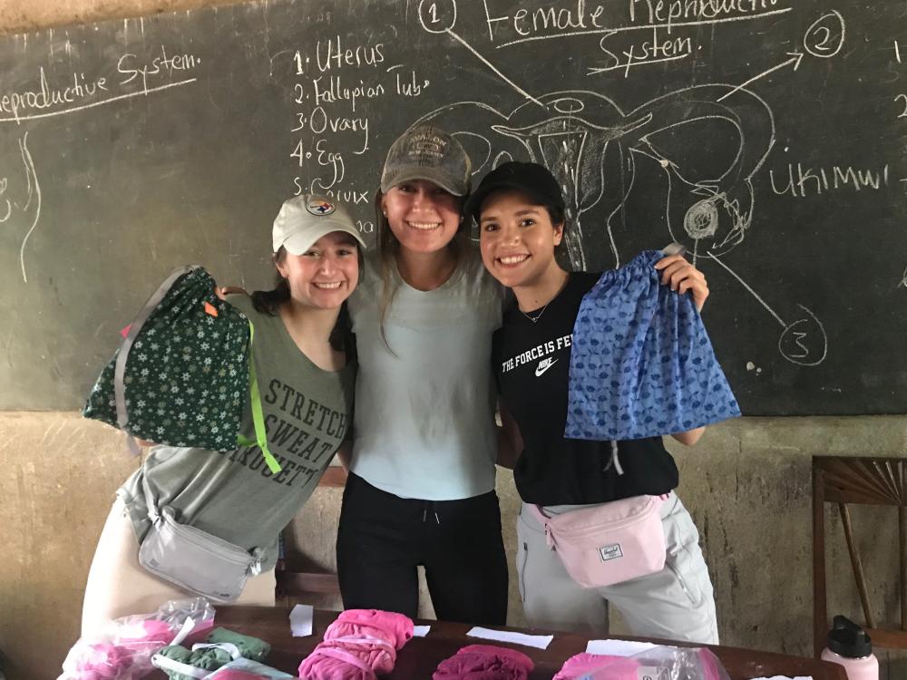 Noelia Ortiz-Landazabal with two other students in Africa