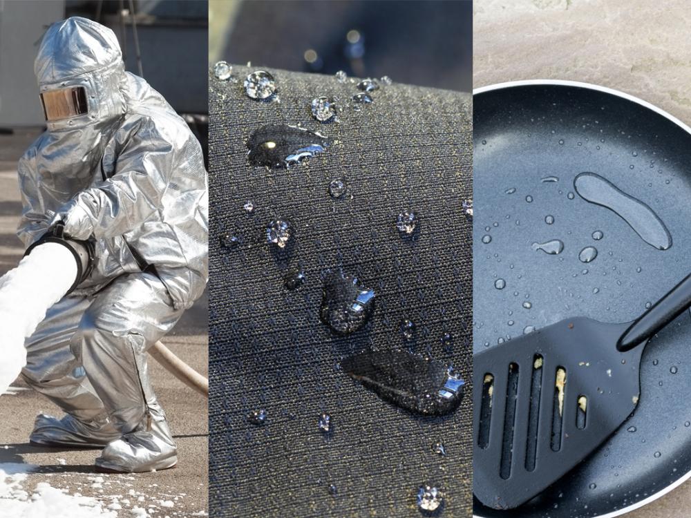 A fire fighter using foam, water-resistant material and a non-stick pan