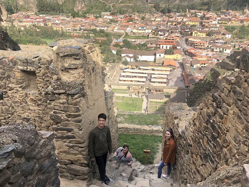 SIA students in the ruins of an Incan fortress above the town of Ollantaytambo in south Peru.