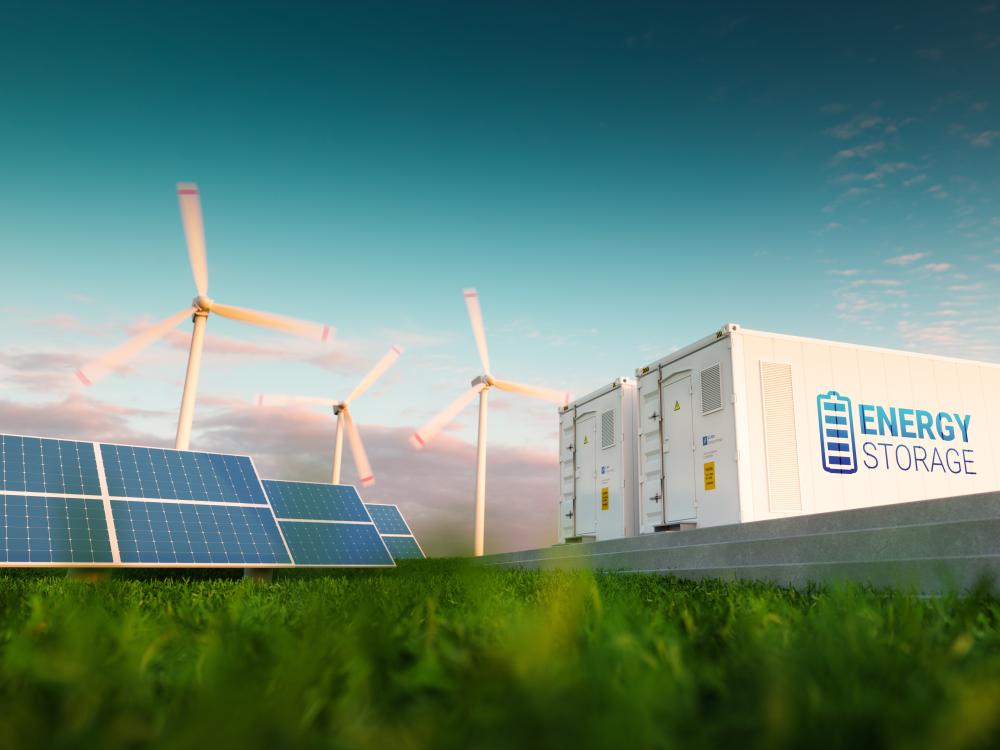 Image of wind power and energy storage.