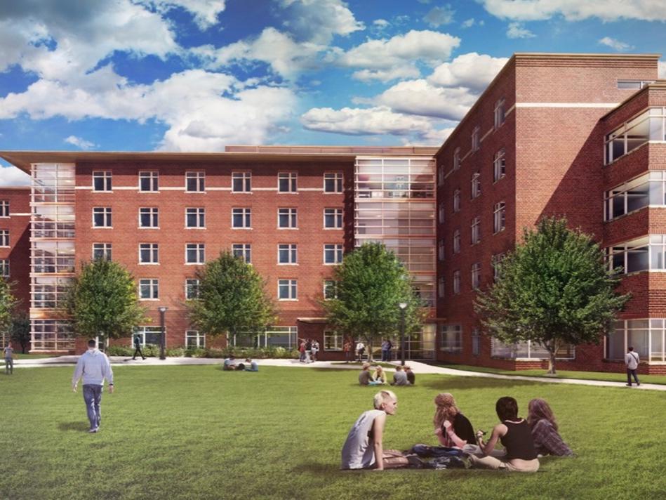 Architectural drawing of plans for exterior of Robinson Hall