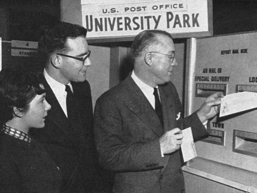 Milton Eisenhower sending mail at new University Park post office